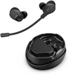 JLab Work Buds in-Ear True Wireless Headset with Detachable Noise-Canceling Boom Mic, Black, Long 55+ Total Hours Playtime, Bluetooth Multipoint, USB-C Charging Dock