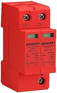 Wengart Surge Protective Arrester Device, Surge Protectors, Low Voltage Arrester Device for Lightning Protection Power Distribution and Control Appliances, 36mm DIN Rail Mount (1000V_2P40KA)