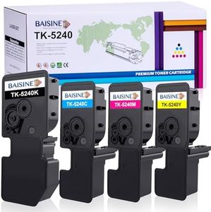 BAISINE Toner Compatible with Kyocera Ecosys M5526cdw Replacement for Kyocera TK-5240 TK-5240K TK-5240C TK-5240Y TK-5240M Toner for ECOSYS M5526cdn M5526cdw P5026cdn P5026cdw (4-pack, 4-pack, Black