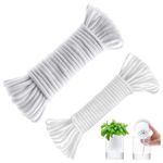 30 Feet 4mm Diameter Self Watering Wick Cord, Automatic Drip Irrigation Rope for Seed Starting Seedling Vacation Automatic Waterer Greenhouse DIY Hydroponic Wicking Rope Matting Potted Planter Bottom