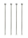 NJ Cocktail Picks 304 Stainless Steel Martini Olive Skewers Reusable Sticks Starter Toothpicks Fruit Stick, Salad Pick, Fruit Chaat picks, Olive Fork, Perfect for Party Home Bar - 4.3 Inches: 4 Pcs