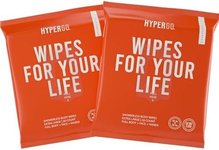 HyperGo Body Wipes - No Rinse Wet Wipes for Adults, All Natural Shower Bathing Wipes, Refreshing Body and Face Cleansing Wipes for Women and Men, 40 Extra Large Disposable Washcloths, 12x12 Unscented