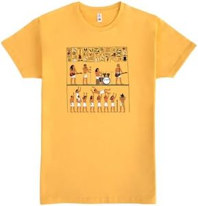 Pampling Camiseta de Manga Corta, 100% Algodón, Ropa Unisex para Hombres y Mujeres en 5 Tallas, Camiseta Amarilla, Modelo Ancient Rock (M)