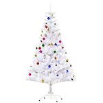 HOMCOM 5ft Artificial Christmas Tree, Indoor Home Xmas Holidays Décor with Ornament, White