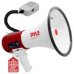 Pyle-Pro Home 50W Professional Megaphone with Built-in Rechargeable Battery and USB/SD Memory Readers, White, Large PMP57LIA