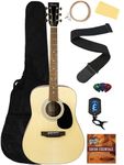 Barcelona D500 Dreadnought Acoustic Guitar - Natural Bundle with Gig Bag, Strings, Tuner, Strap, Picks, Instructional Book, DVD, and Austin Bazaar Polishing Cloth