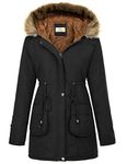 GRACE KARIN Women's Winter Coats Fleece Parkas Anoraks Hooded Military Jacket Coats M Black, Black, 3XL