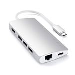 Satechi USB C Hub Multiport Adapter V2-4K HDMI (60Hz), 60W USB C Charging, GbE, SD/Micro Card Readers, USB 3.0 - for M2/ M1 MacBook Pro/Air, M2/ M1 iPad Pro/Air, M2 Mac Mini, iMac M1 (Silver)