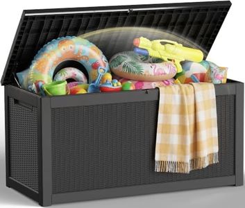EFU Outdoor Storage Box 360 Gallon Deck Box, Waterproof Resin, Black