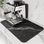 DK177 Coffee Mat Coffee Bar Mat Hide Stain Absorbent Drying Mat with Waterproof Rubber Backing Fit Under Coffee Maker Coffee Machine Coffee Pot Espresso Machine Coffee Bar Accessories-19 x12