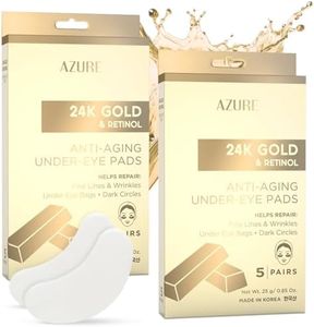 AZURE 24K Gold & Retinol Anti Aging Under Eye Patches - Firming, Restoring & Deeply Hydrating Eye Mask - Reduces Fine Lines, Wrinkles, Dark Circles & Puffiness - Skin Care Made in Korea - 10 Pairs