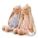 Keludu Set of 2 Kawaii Plush Bunny Easter Stuffed Animal, 16.5 in Super Soft Rabbit Doll with Long Ears for Girls/Kids/Babies