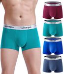 wirarpa Men's Cotton Boxer Briefs Short Leg Underwear Tag-Free No Fly Trunks 4 Pack Assorted Large