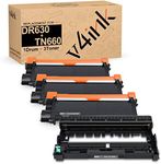 v4ink Compatible DR630 TN660 Set Replacement for Brother DR630 Drum TN660 Toner Cartridge (1D + 3T) for Brother HL-L2300D L2320D L2360DW L2380DW MFC L2700DW L2720DW L2740DW Printer