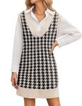 Zeagoo Women's Oversized Sweater Vest Dress V Neck Knit Pullover Sweater Vest Sleeveless Sweater Loose Casual Vest Dress