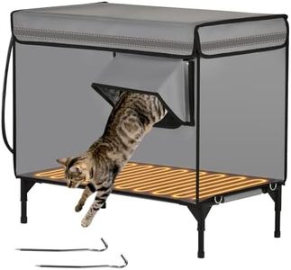 Advwin Heated Cat House for Outside Winter, 100% Waterproof, Safe Escape Door, Insulated Outdoor Cat Shelter with Heating Pad for Feral Barn Cat Kitty, 51.5 x 32 x 47.5 cm