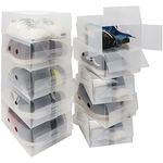 Kurtzy 10 Pack of Clear Plastic Shoe Storage Boxes 31.7x20x12.8cm - Suitable for Women's, Men's and Children's Shoes - Foldable, Corrugated and Stackable for Storage and Travel