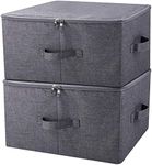 iwill CREATE PRO Pack of 2, Fabric Folding Washable Clothes Storage Boxes with Zip Lid for Wardrobe, Black Gray