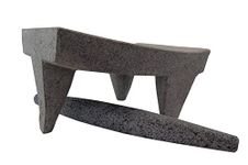 Metate Volcanic Stone/Mexican Mortar & Pestele Set Molcajete, Volcanic Rock Traditional Grinding Stone 38x29cm