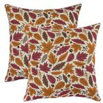 PurpleEssences Autumn Decorations Fall Porch Outdoor Throw Pillow Covers Décor Maple Leaves Farmhouse Cushion Cases 18 x 18 Inch Set of 2 for Home Couch Sofa Patio Bench - Fall Garden