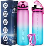 CodiCile Water Bottle 1L Tritan,BPA Free 1 Litre Water Bottle, Dishwasher Safe Sports Water Bottle, Leakproof Drinks Bottle with Time Marking and Filter for Running,Gym, School,Outdoors