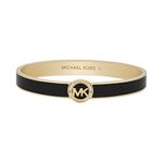 Michael Kors Stainless Steel and Enamel MK Logo Bangle Bracelet for Women, Color: Gold/Black (Model: MKJ7995710)