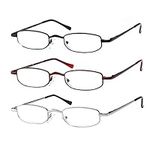 K KENZHOU Reading Glasses for Men/Women Ladies' Readers Metal Frame Unisex Reduce Computer-Related eyestrain 3PACK (+1.0)
