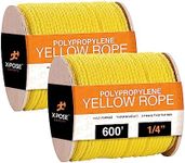 Yellow Twisted Polypropylene Rope - 1/4" Floating Poly Pro Cord 600 Ft - Resistant to Oil, Moisture, Marine Growth and Chemicals - Reduced Slip, Easy Knot, Flexible - Pack of 2 - by Xpose Safety