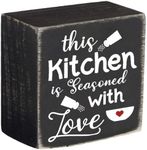 This Kitchen is Seasoned with Love Wood Box Sign Kitchen Wall Decor Rustic Home Kitchen Classic Box Signs Wall Art Sign Decor 5x5 inch