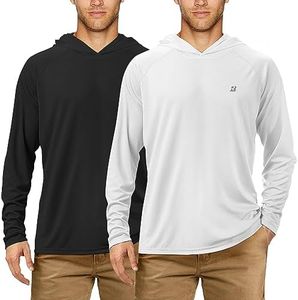 Roadbox 2 Pack UPF 50+ Fishing Shirts for Men Long Sleeve Sun Protection Hoodie Lightweight Outdoor UV Hiking Shirts
