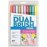 Tombow 56215 Dual Brush Pen Art Markers, Celebration, 10-Pack. Blendable, Brush and Fine Tip Markers