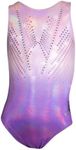 Destira Empress Leotard for Girls - Lilac Purple Hologram Fabric with Crystal Embellishments for Gymnastics and Dance Child XXS (3T)