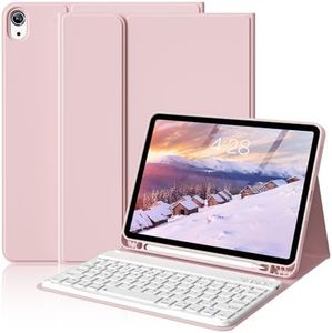 ZKTUYU for iPad Air 11 inch (M2 2024) & Air 5th/4th Generation Case with Keyboard 10.9 inch 2022/2020, Detachable Wireless Bluetooth Keyboard, Slim Keyboard Cover with Pencil Holder (Pink)
