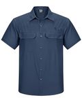 Outdoor Ventures Men's Quick Dry Casual Shirts UPF 50 Button Down Hiking Shirts Lightweight Short Sleeve Cooling Shirt for Safari Fishing Golf Travel Navy Blue L