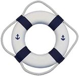 Hampton Nautical Classic White Decorative Anchor Lifering with Blue Bands Christmas Ornament 10"