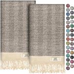 EPHESUS TOWELS Hand Towels - Set of 2 | 18" x 30" - Decorative Turkish Hand Towel for Bathroom, Kitchen, Guest, Face, Hair, Tea, Dishcloth (Herringbone, Beige)