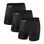 Saxx Men's Underwear - Ultra Super Soft Boxer Briefs with Fly and Built-in Pouch Support - Underwear for Men, Pack of 3, Black, Large