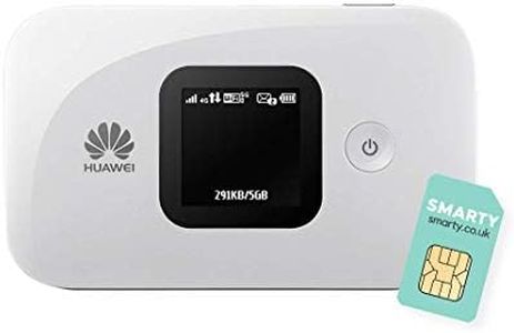 Huawei E5577, CAT 4, 4G Low Cost, Super-Fast Portable Mobile Wi-Fi Hotspot, with FREE SMARTY SIM Card, Unlocked to any Network- White