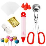 Cake Pop Kit, Including 100 Cake Pop Sticks and Wrappers, 100 Twist Ties, 1 Cake Pop Scooper and Decorating Pen, Cake Pops Making Tools for Lollipop, Candies, Chocolates and Cookies