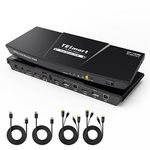TESmart HDMI+DP 4K@60Hz KVM Switch, for 2 Computers 2 Monitor | HDMI & DisplayPort Inputs w/EDID Emulator | USB Hub, L/R Audio | Hotkey/IR/Button Switching | 2 Display Modes | Zero Delay K&M
