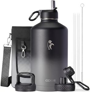 Coolflask 128 oz Gallon Water Bottle Insulated with Straw&3 Lids, Water Jug Large Stainless Steel Metal Vacuum Wide Mouth for Sports, Gym or Office, Non-BPA Keep Cold 48H Hot 24H, Piano Night