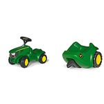 ROLLY TOYS | rollyMinitrac John Deere 6150R with Squeaky horn | 132072 & S2612202 John Deere Mini Trac Trailer, Green