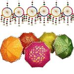 SVDK Pack of 5 Wedding Umbrella and 6 Colourful Hanging Chakhri | Sangeet Haldi Mehendi Decor New