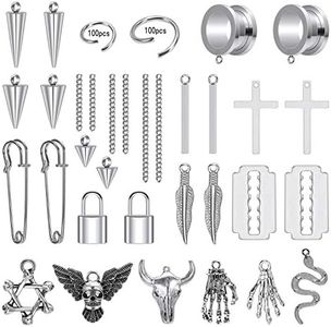 ZS 230 Pieces DIY Ear Tunnels Accessories Dangle Gauges Body Piercing Jewelry, Stainless Steel 4g - 7/8 inch Dangle Ear Gauges for Women/Men (Gauge=00g(10mm))