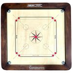 Siscaa Tournament Fighter Carrom Board - 20mm Fast Indian Ply with 3x2 Inch Brown Border & Rounded Corners | Complete Set with Coin, Striker & Powder | Perfect for Game Nights