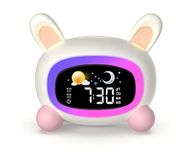 Lemnoi Kids Alarm Clock, Kids Sleep Trainer Clock, Veilleuse Enfant, Wake Up Alarm Clock for Kids, Children OK to Wake Clock, with Adjustable Colorful Night Light & Smooth Sleeping Melody