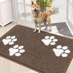 Vaukki Indoor Doormat Entryway Door Mat, Non Slip Absorbent Mud Trapper Mats, Low-Profile Inside Floor Mats, Soft Washable Small Mats Door Carpet for Entryway (Khaki, 24''x36'')