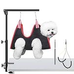 HIDOG Dog Grooming Arm with Clamp, Adjustable Dog Grooming Table Arm with Two No Sit Haunch Holder & Hammock Harness, Foldable Pet Grooming Supplies for Small and Medium Dogs