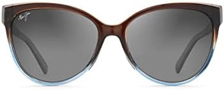 Maui Jim Women's Olu Olu Polarised Sunglasses, Translucent Dark Chocolate With Blue/Neutral Grey, 57 mm