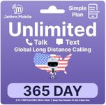 Jethro Mobile GSM SIM Card, Unlimited Talk & Text (No Data), International Calling, Easy Activation, BYOP 3-in-1 SIM Kit, Prepaid Plan (1 Year)